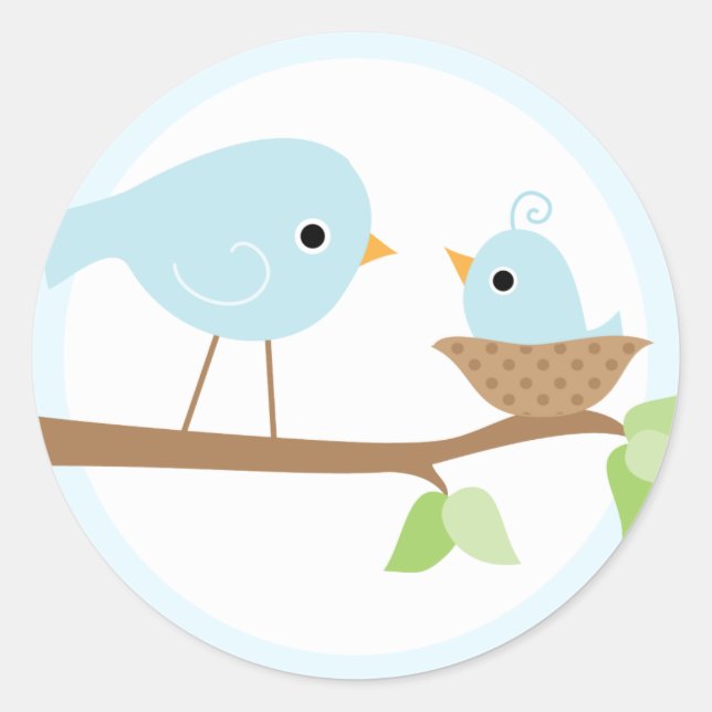 Baby-Bird-Nest (blau) Runder Aufkleber (Vorderseite)