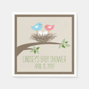 Baby-Bird-Nest Twins Baby Shower Serviette