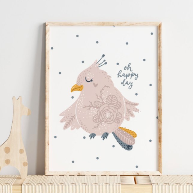 Baby Bird Pink Happy Day Poster | Wall Print (Von Creator hochgeladen)