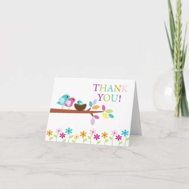 Baby Birds Nest Danke Note Card (Vorderseite)