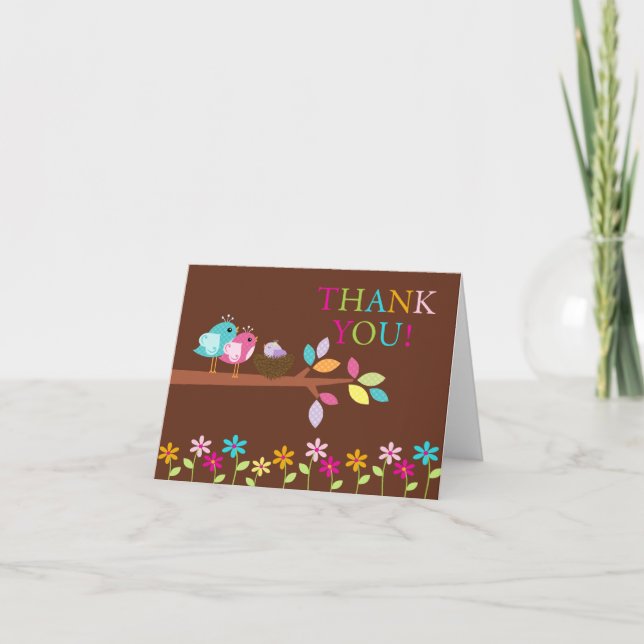 Baby Birds Nest Danke Note Card (Vorderseite)