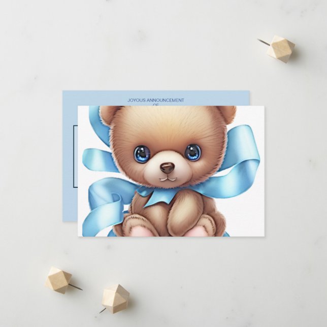 Baby Birth Announcement Card | 3 Fotos hinzufügen Ankündigung (Vorderseite/Rückseite Beispiel)