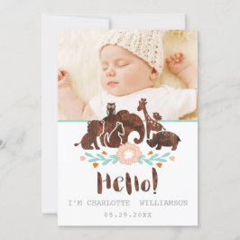 Baby Birth Announcement Card - Woodland Safari Ankündigung