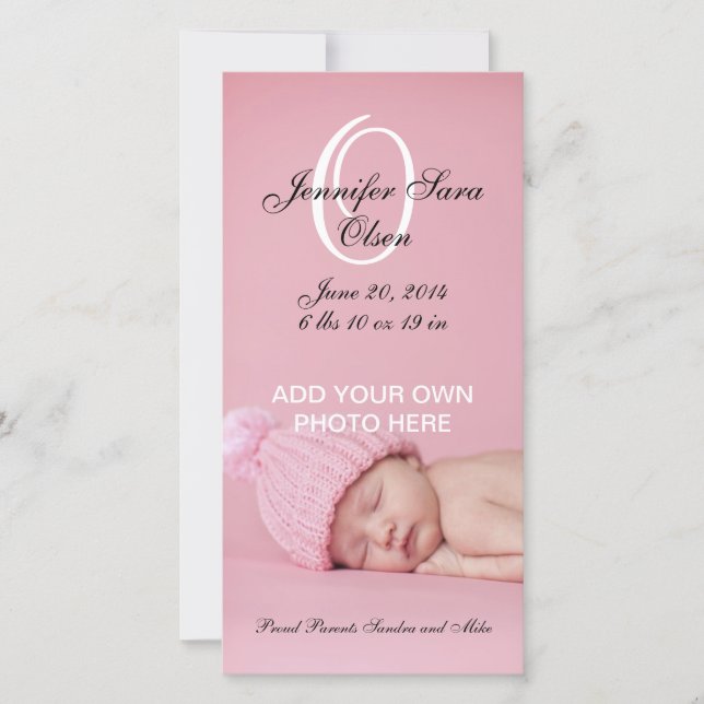 Baby Birth Announcement Foto Cards Girl Ankündigung (Vorderseite)