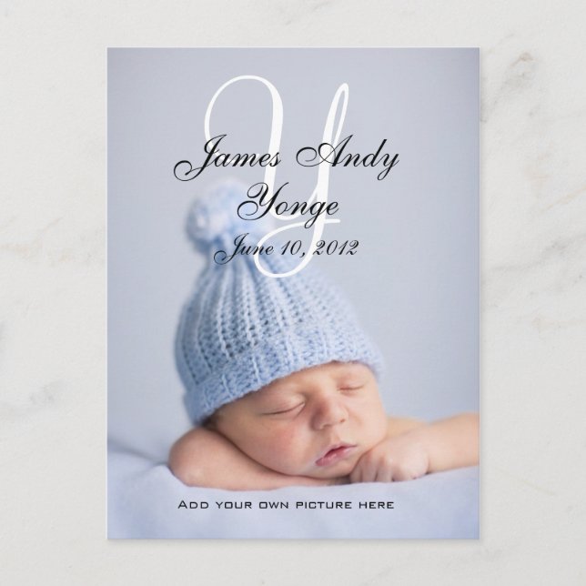 Baby Birth Announcement Foto Postkarten (Vorderseite)
