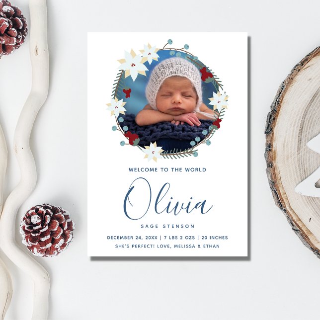 Baby Birth Announcement Foto Weihnachten (Baby Birth Announcement Photo Christmas Holiday Card)