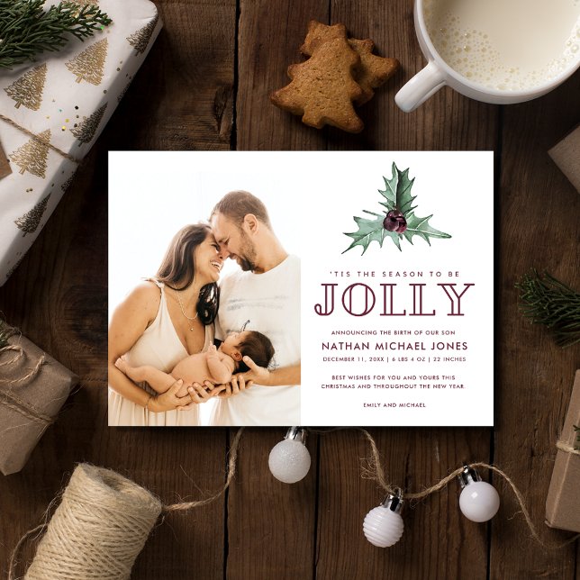 Baby Birth Announcement Foto Weihnachten (Baby Birth Announcement Photo Christmas Holiday Greeting Card)