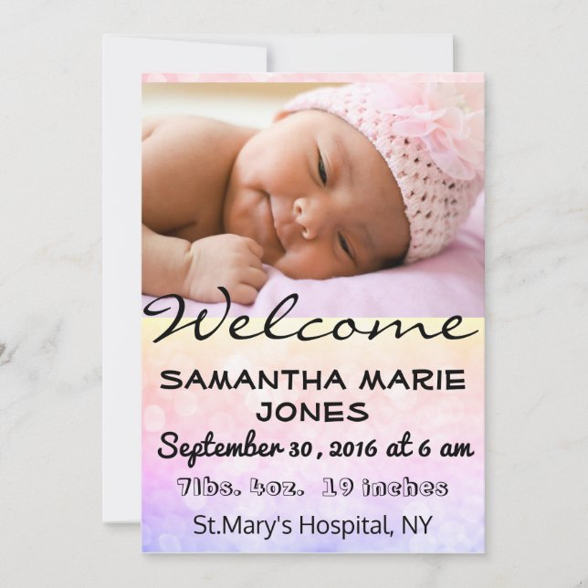 Baby Birth Announcement Girl or Boy Anpassen Ankündigung (Vorderseite)