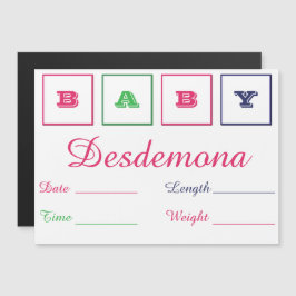 Baby Birth Announcement Thin Magnetic Card Magneteinladung