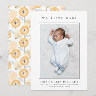 BABY BIRTH ANNOUNCEMENT Welcome Baby Lion Blume