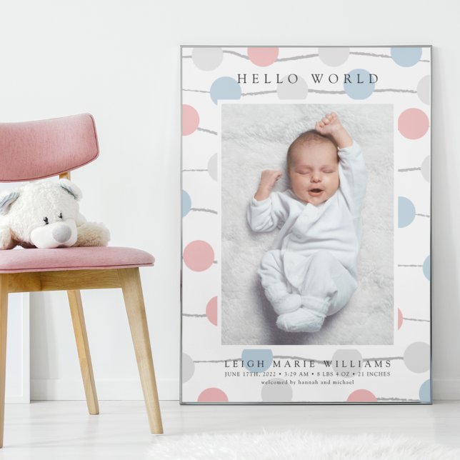 BABY BIRTH Hello Pastel Polka Dots Poster (Von Creator hochgeladen)