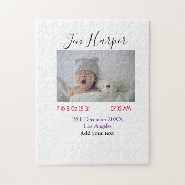Baby birth stats add name place date keepsake memo (Vertikal)