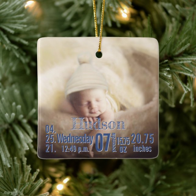 Baby Birth Stats Birth Record Weihnachtsgebäck Fot Keramikornament (Baum)