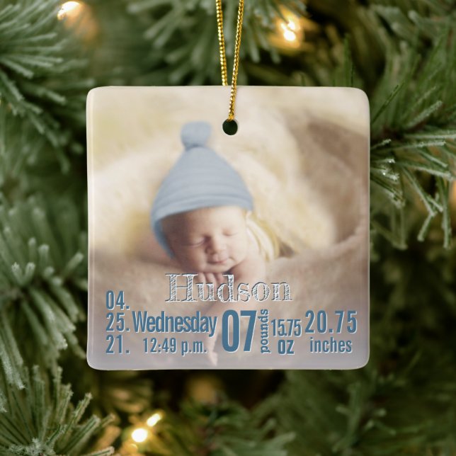 Baby Birth Stats Birth Record Weihnachtsgebäck Fot Keramikornament (Baum)