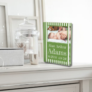 Baby Birth Stats Foto Block Grüne Streifen