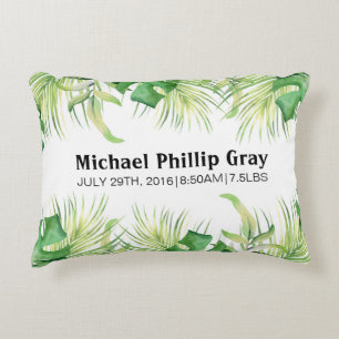 Baby Birth Stats Individuelle Name Tropical Green  Dekokissen