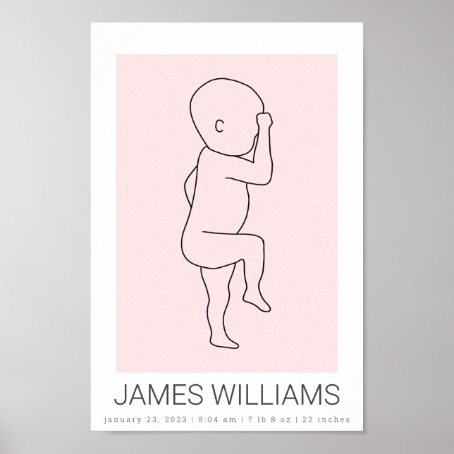 Baby Birth Stats Personalisiertes Poster - pink (Vorne)