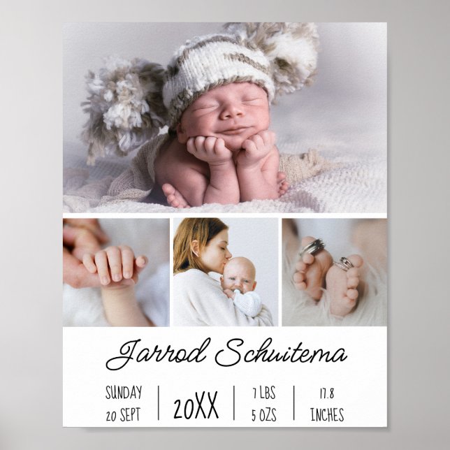 Baby Birth Stats Poster (Vorne)