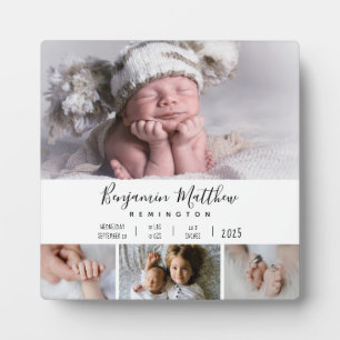 Baby Birth Stats Vier Foto Collage Plaque Fotoplatte