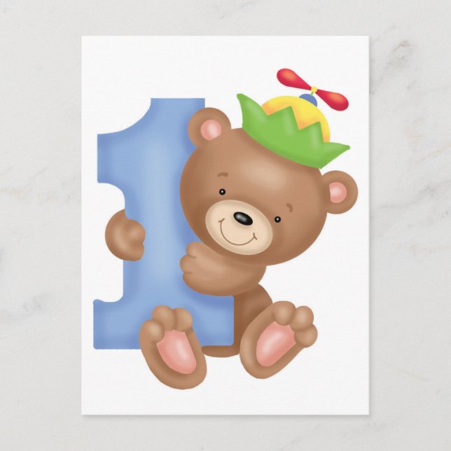 Baby birthday 1 year - teddy postkarte (Vorderseite)