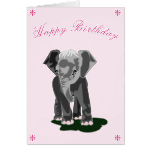 Baby Birthday Card Baby Elephant - Ihr Textname