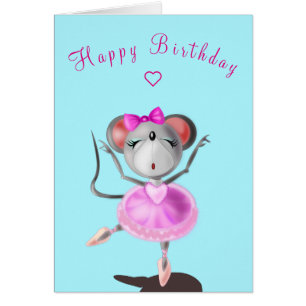 Baby Birthday Card Ballett Tänzerin Maus - Ihr Tex