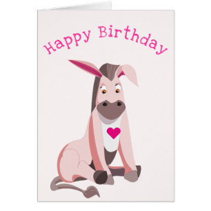Baby Birthday Card bébé rose Donkey - Votre texte