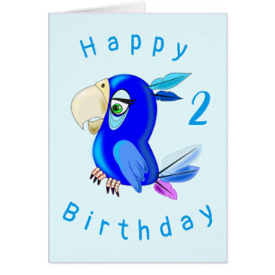 Baby Birthday Card Blue Parrot - Personalisiert