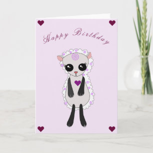 Baby Birthday Card Kleines Lamm mit Herz Karte