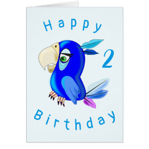 Baby Birthday Card Little Blue Parrot Personalisie