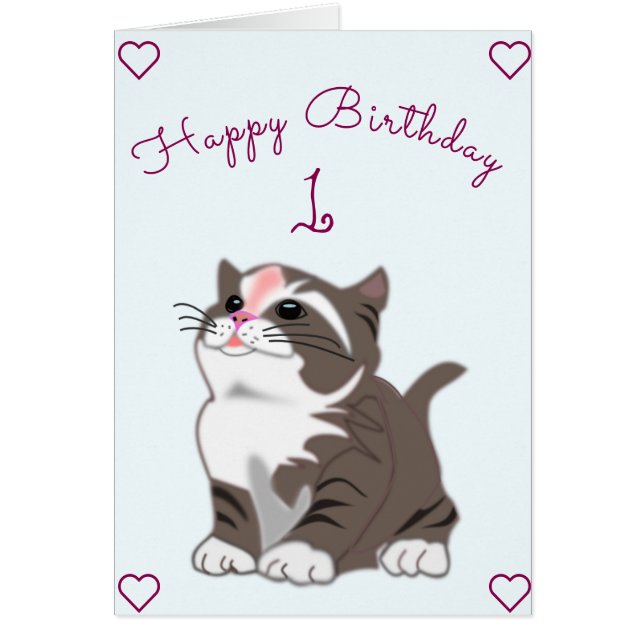 Baby Birthday Card Little Kitten - Ajouter des ann (Devant)