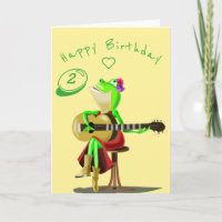Baby Birthday Card mit Guitar Player Frog
