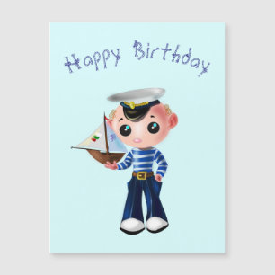 Baby Birthday Card mit Little Sailor Boy Magnetkarte