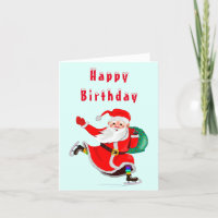 Baby Birthday Card Santa mit Geschenk - individuel
