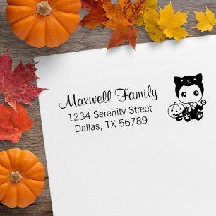 Baby Black Cat Pumpkin Familienadresse Gummistempel