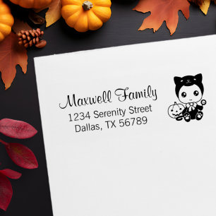 Baby Black Cat Pumpkin Familienadresse Permastempel