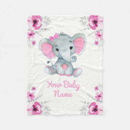 Baby Blanket Girl Elephant Name Custom Gift Idee Fleecedecke