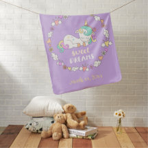 Baby Blanket Niedliches Einhorn mit Kindername