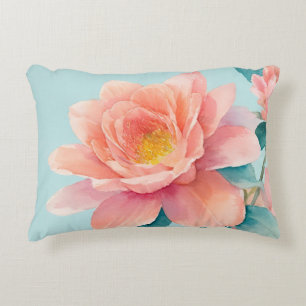 Baby Blau, Aquamarin und rosa Wasserfarbe Dekokissen