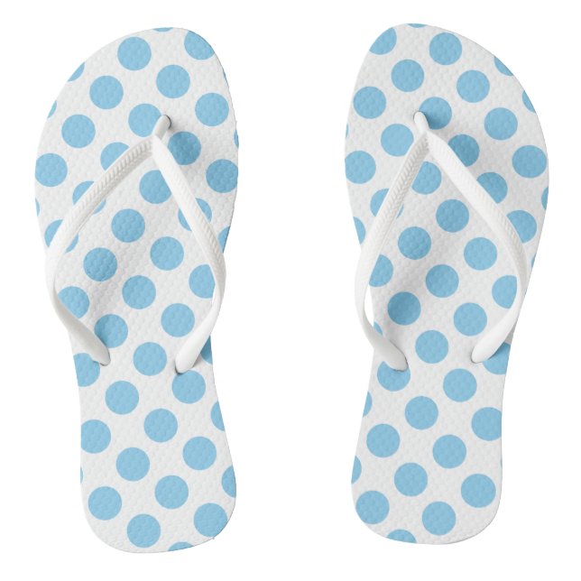 Baby blau auf weißen Polka-Dots großer Größe Flip Flops (Fußbett)