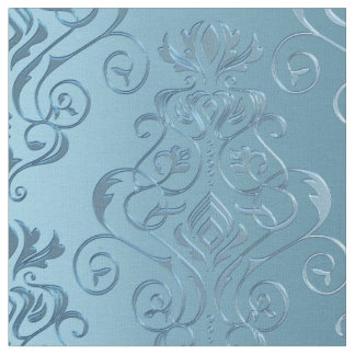 Baby-Blau-Blumendamast Stoff