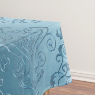 Baby-Blau-Blumendamast Tischdecke