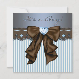 Baby Blau Braune Baby Jungen Dusche Einladung