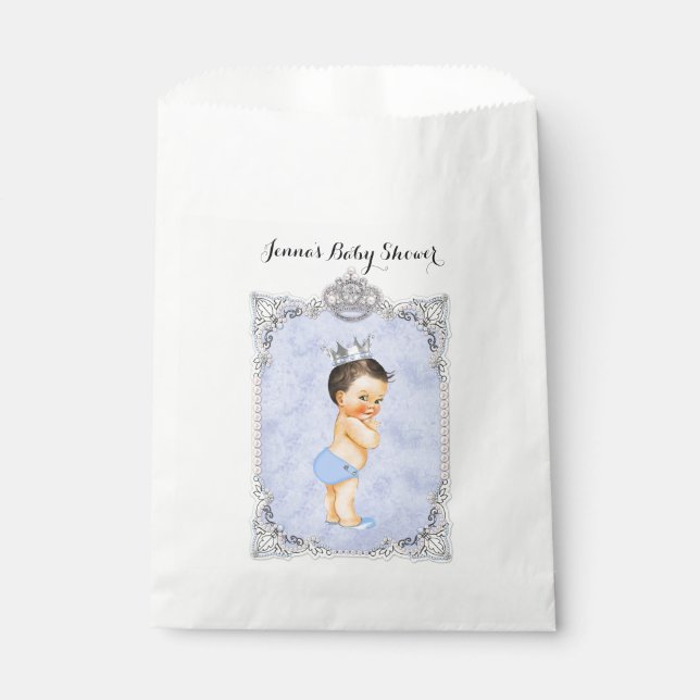 Baby-Blau Diamant-kleines Prinz-Crown Geschenktütchen (Vorderseite)
