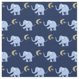 Baby-Blau-Elefanten mit Mond und Stern auf Blau Stoff