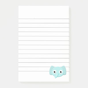 Baby Blau-Elefanten-Zeichnung liniert Post-it Klebezettel