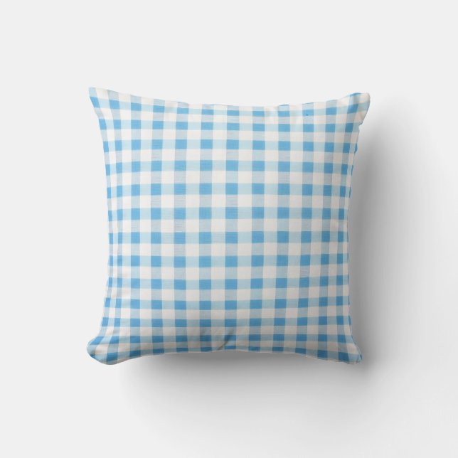 Baby Blau Gingham Kissen (Vorderseite)