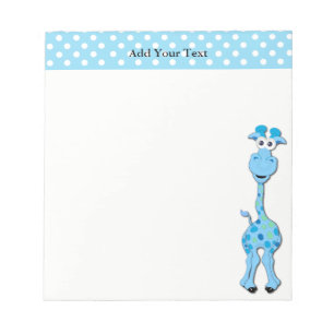 Baby-Blau-Giraffen-Babyparty-Thema Notizblock