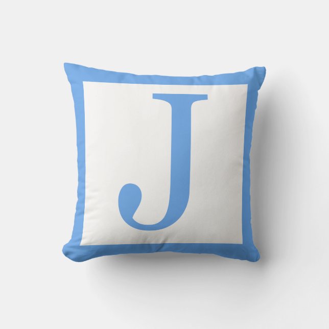 Baby-Blau-Grenze des Buchstabe-J Kissen (Vorderseite)