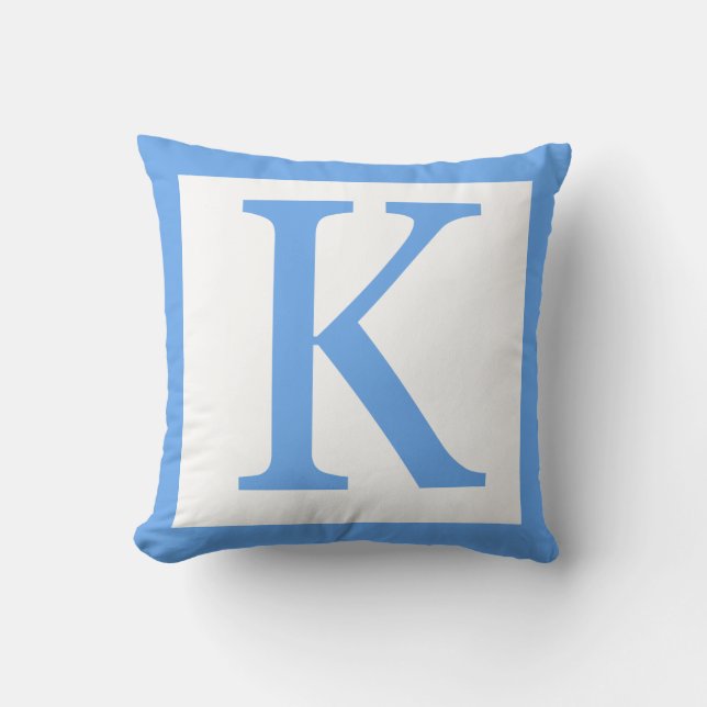 Baby-Blau-Grenze des Buchstabe-K Kissen (Vorderseite)